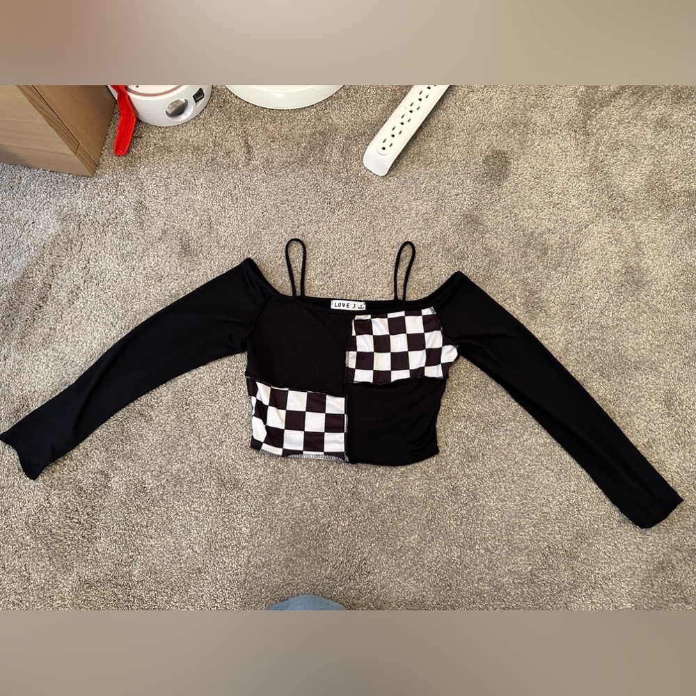 black checkered shirt